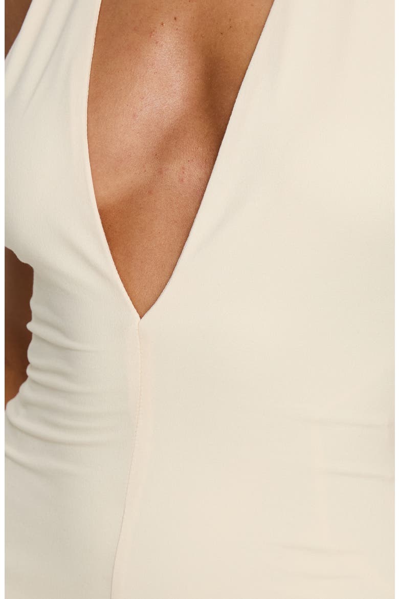 Morganne Plunge Halter Midi Dress, Alternate, color, BUTTER