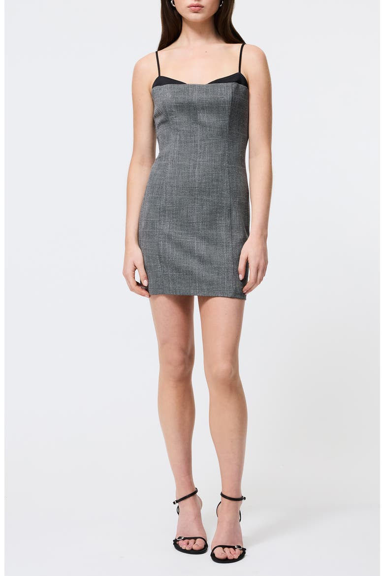 Owen Plaid Peekaboo Minidress, Main, color, CHARCOAL BLACK