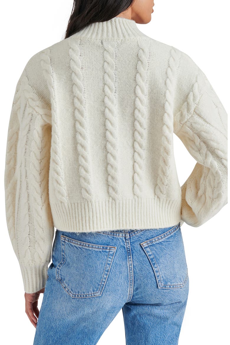 Marcie Cable Stitch Mock Neck Sweater, Alternate, color, WHISPER WHT