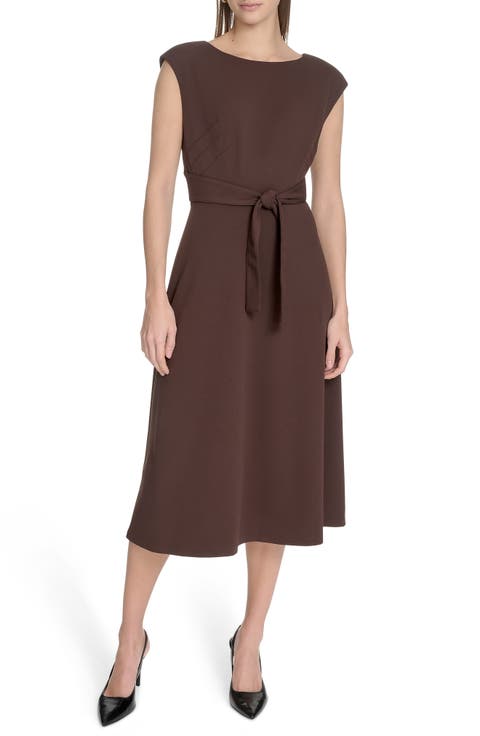 Cap Sleeve Scuba Crepe Midi Dress