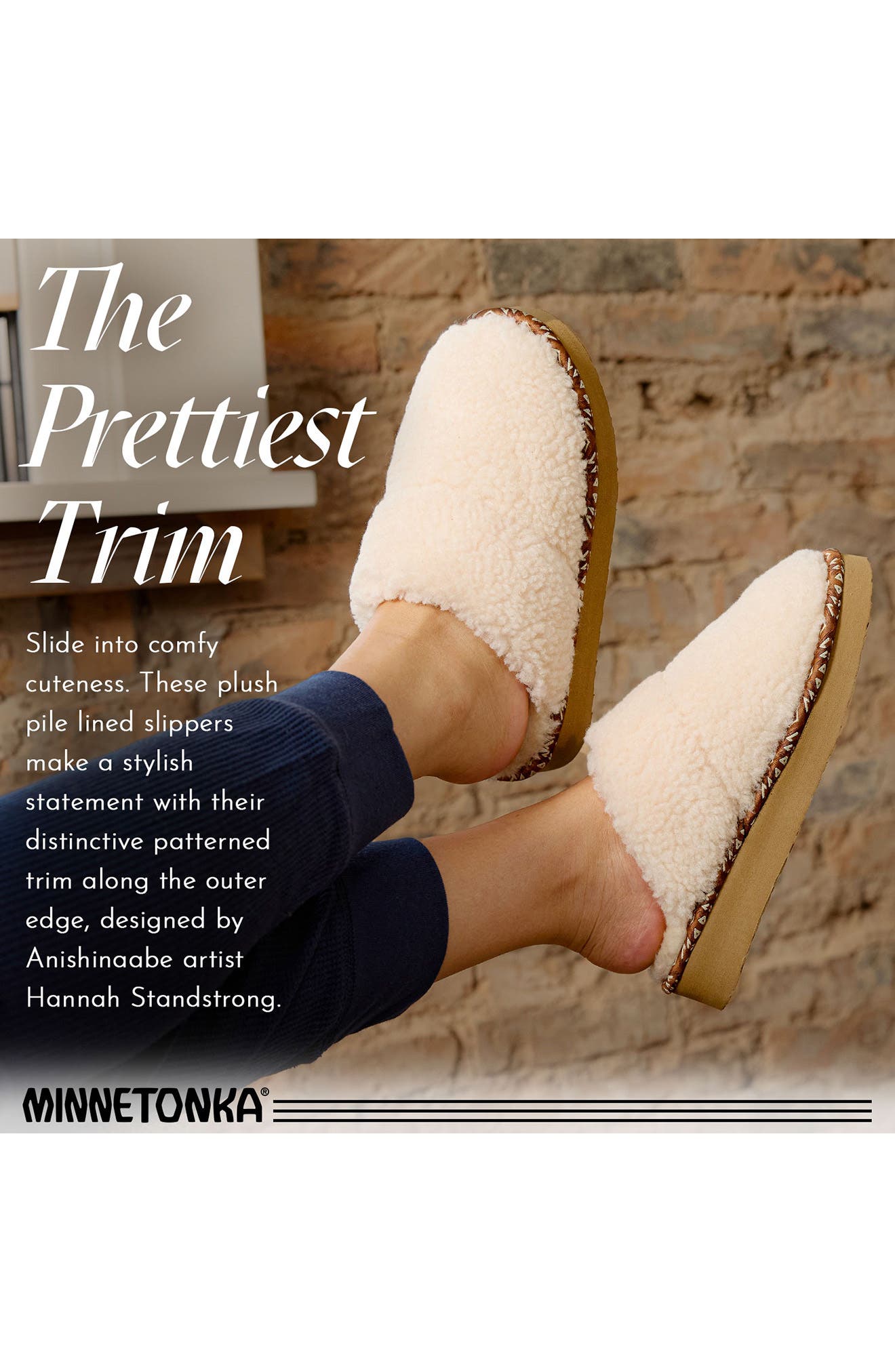 Minnetonka Cerise Faux Fur Slipper, Alternate, color, Cream