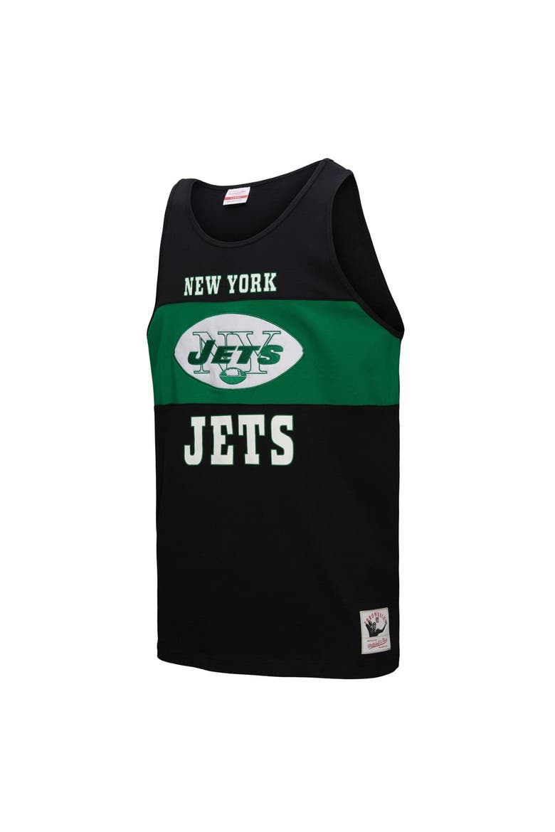 Men's Mitchell & Ness Black New York Jets Retro Colorblock Tank Top, Alternate, color, Black