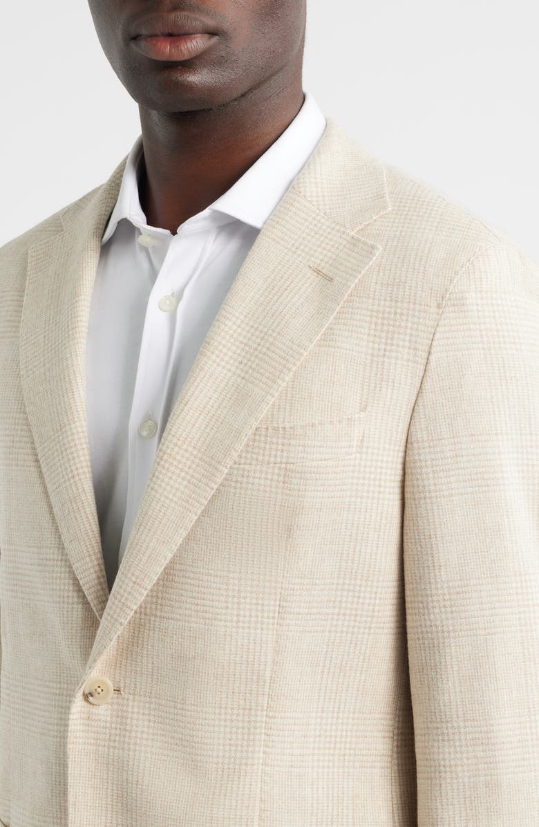 BOSS Heston Slim Fit Glen Plaid Wool Sport Coat, Alternate, color, Open Beige
