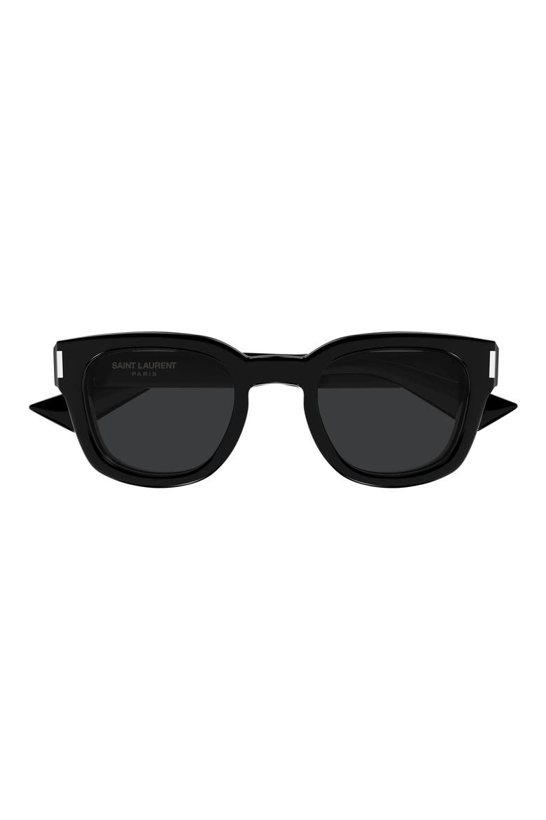 49mm Small Round Sunglasses, Main, color, BLACK
