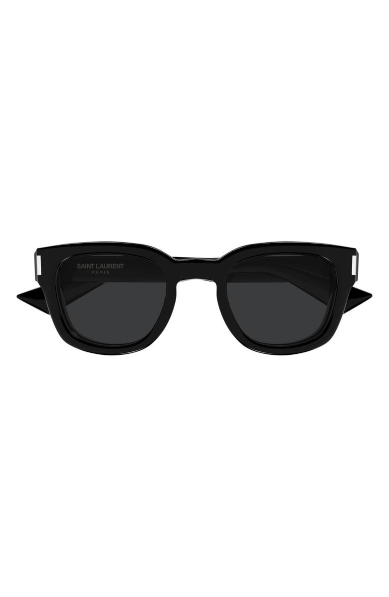 Saint Laurent 49mm Small Round Sunglasses, Main, color, Black