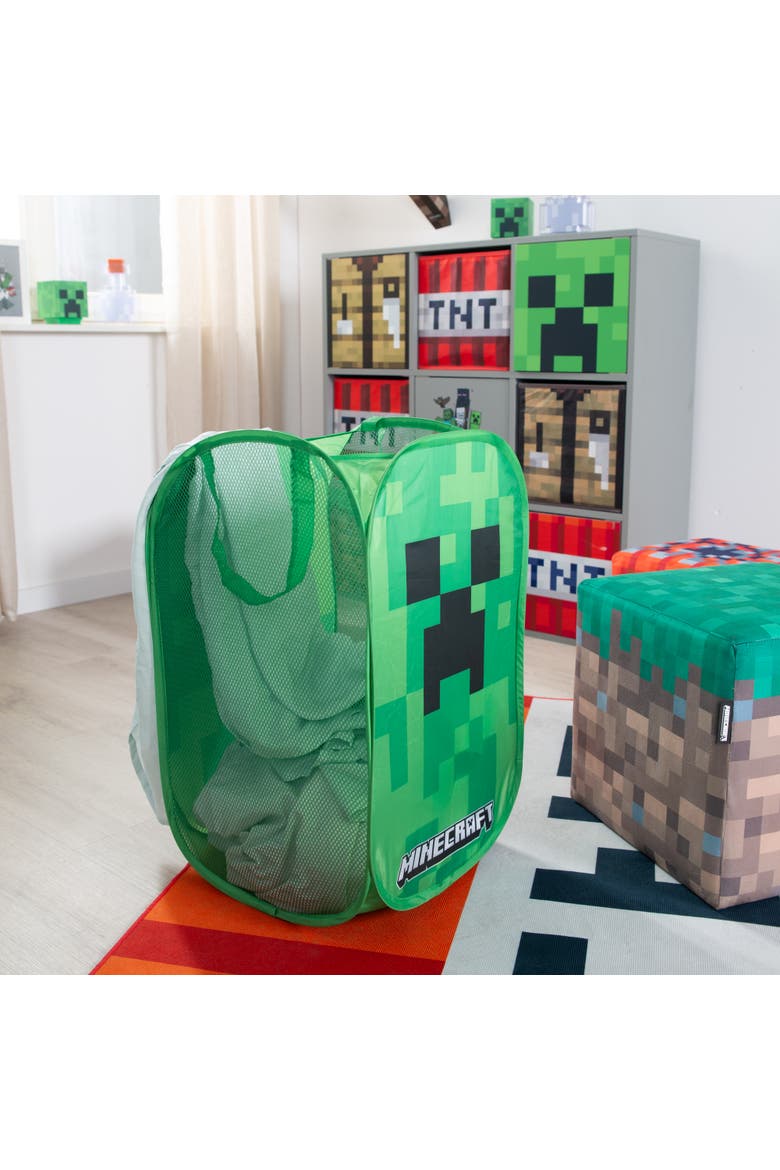 Creeper Laundry Basket Green Pixel Cube, Alternate, color, Multicolored