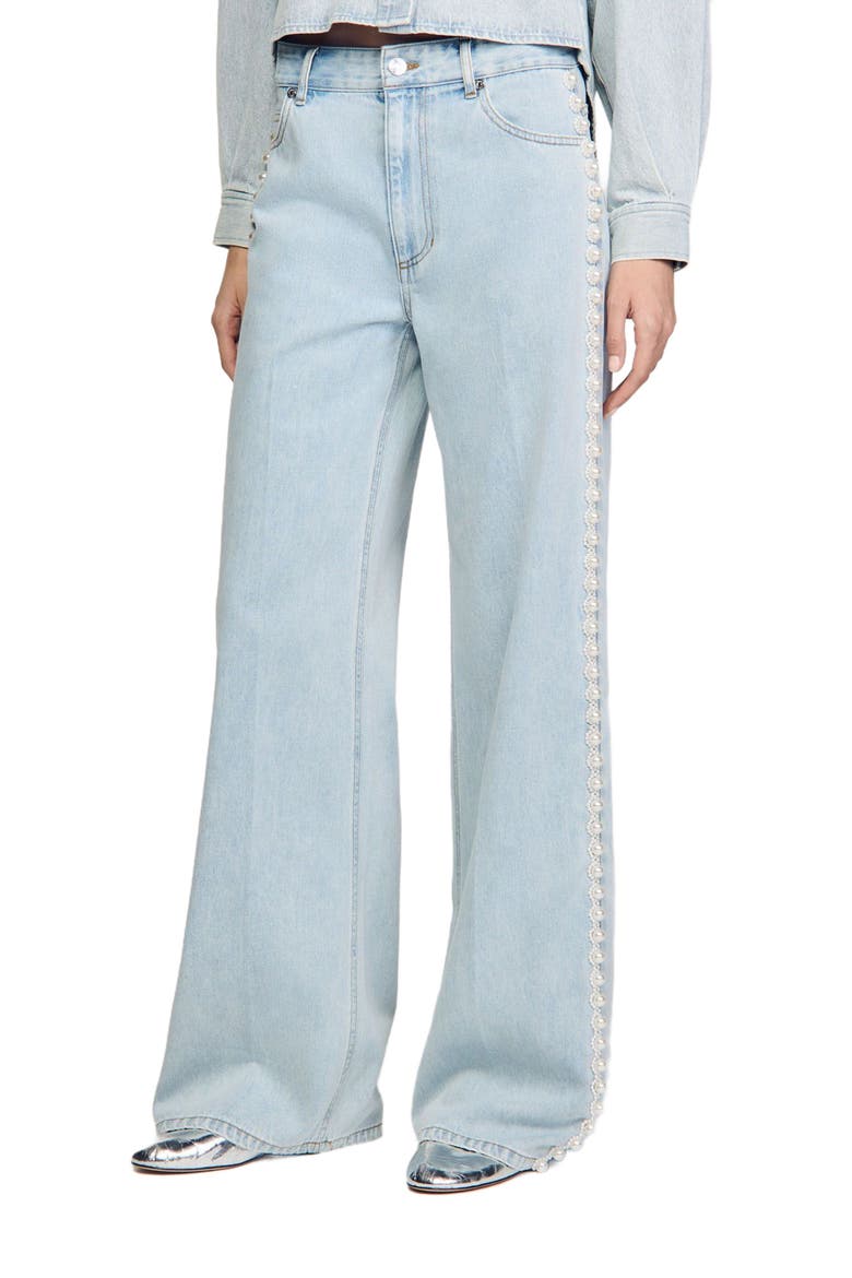 Beaded jeans, Main, color, Light bu jean