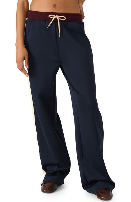 Steve Madden Daisy Side Stripe Wide Leg Pants In Blue
