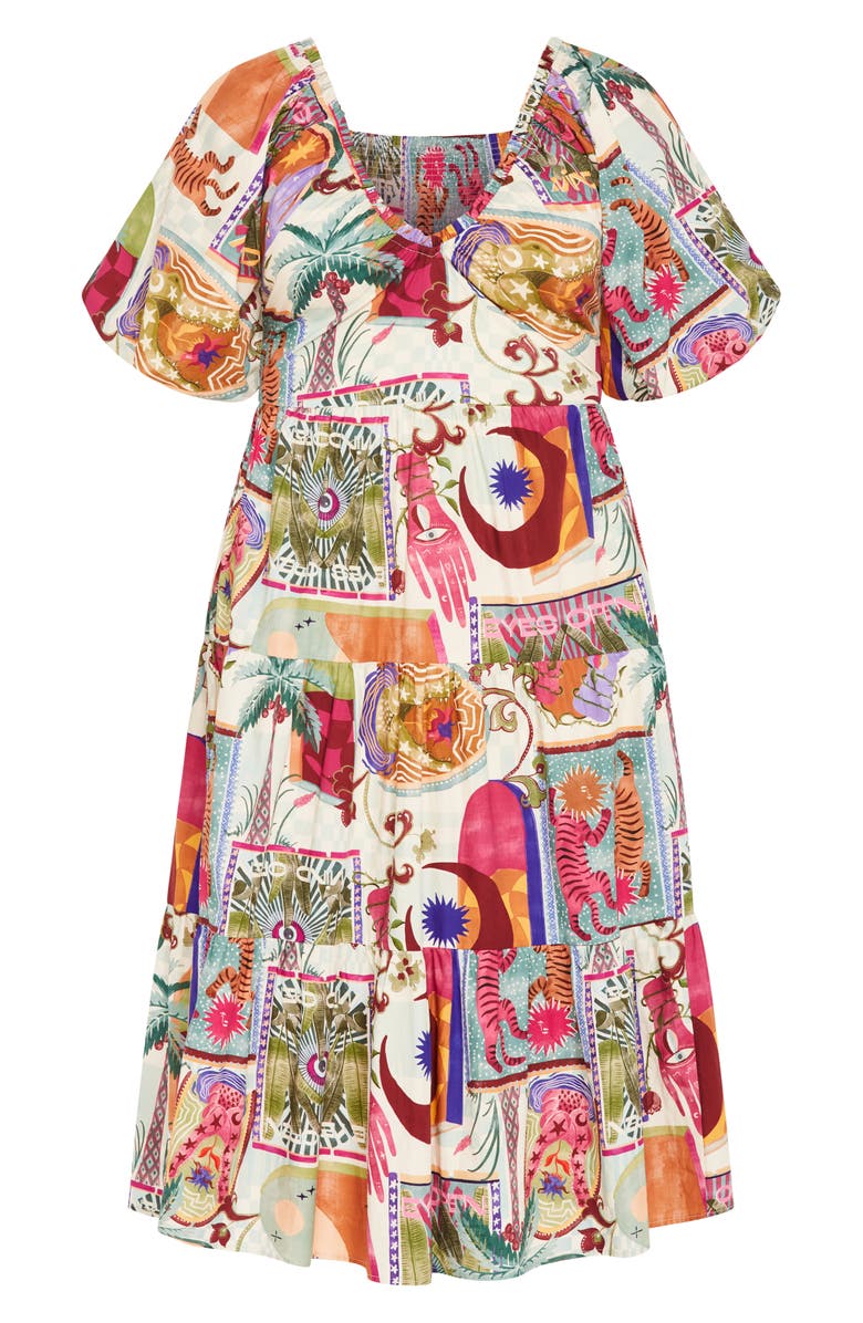 City Chic Simona Print Midi Dress, Alternate, color, Dreamscape