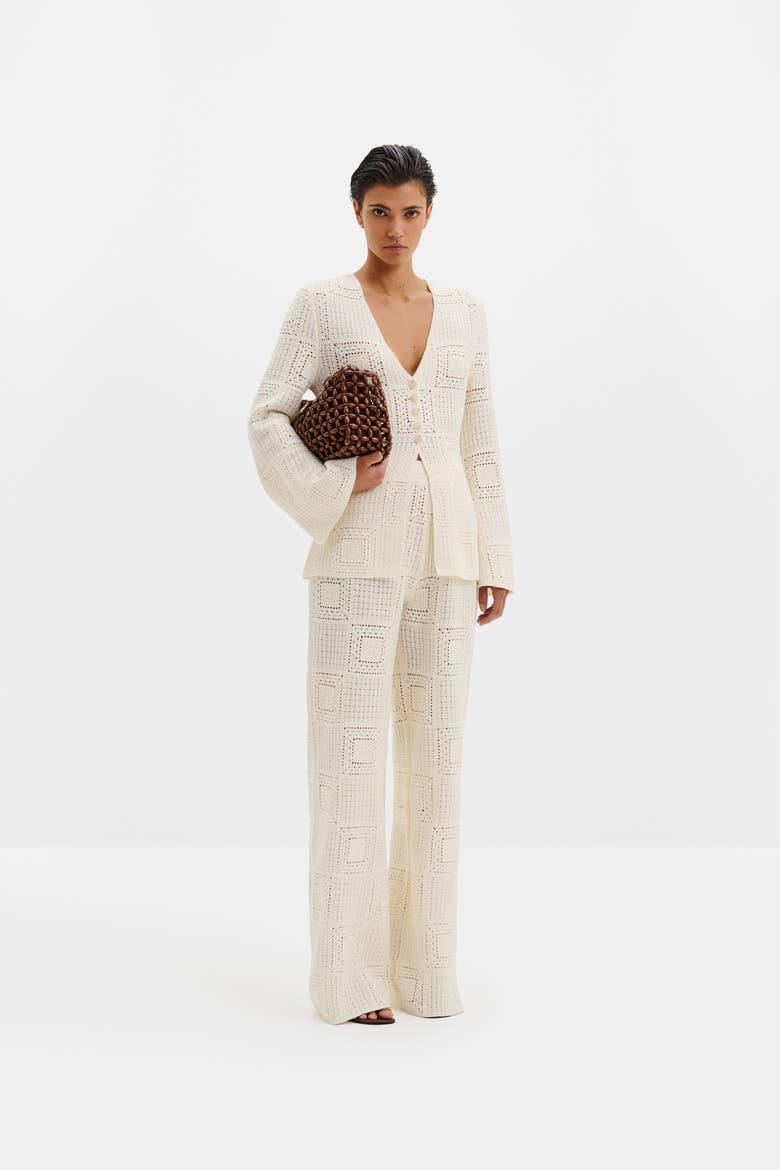 Mirella Fitted Crochet Cardigan, Alternate, color, Vanilla