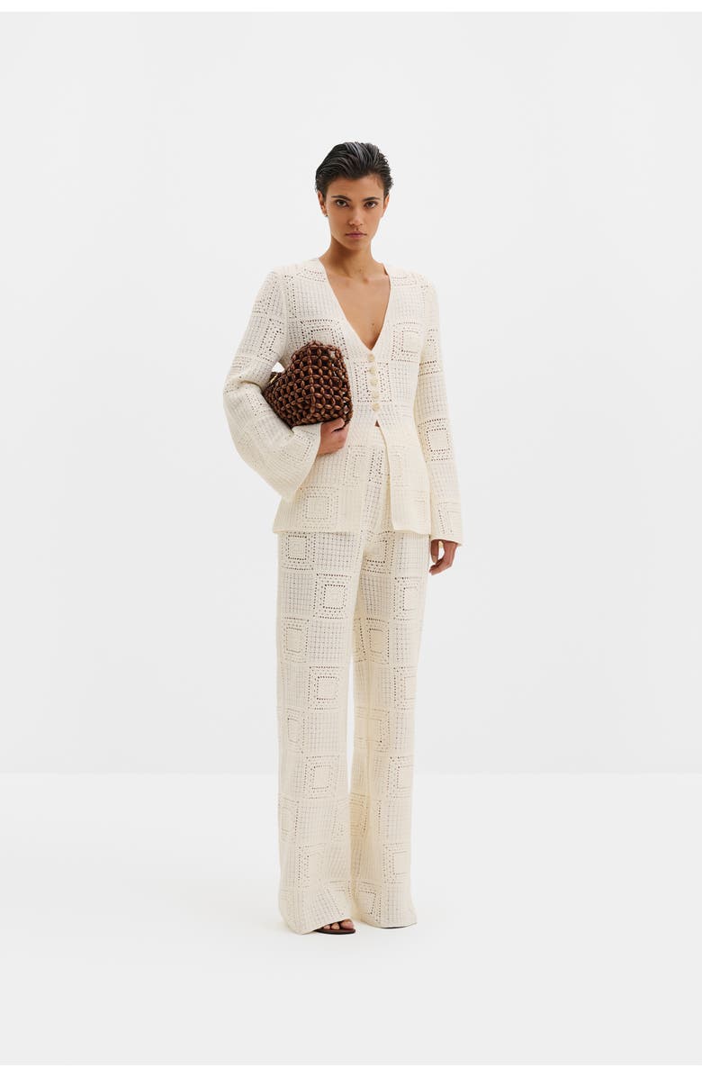 Malina Mirella Fitted Crochet Cardigan, Alternate, color, Vanilla