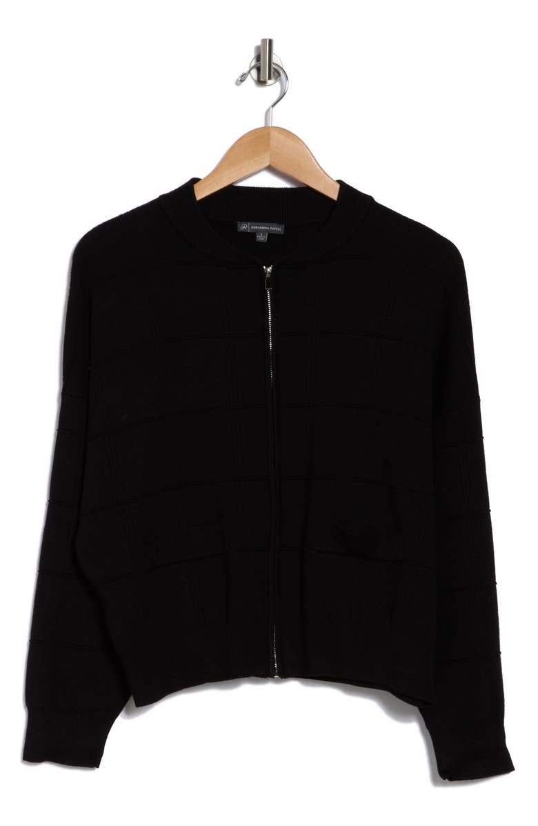 Adrianna Papell Grid Zip-Up Bomber Jacket, Alternate, color, 