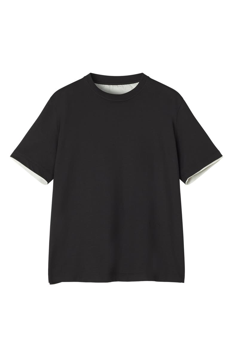 Lanvin Cotton T-Shirt With Silk Detail, Main, color, Black