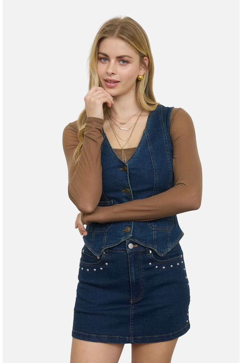 Denim Vest, Alternate, color, DARK DENIM