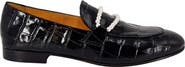 Madison Maison Leather Croc Embossed Pearl Flat Loafer