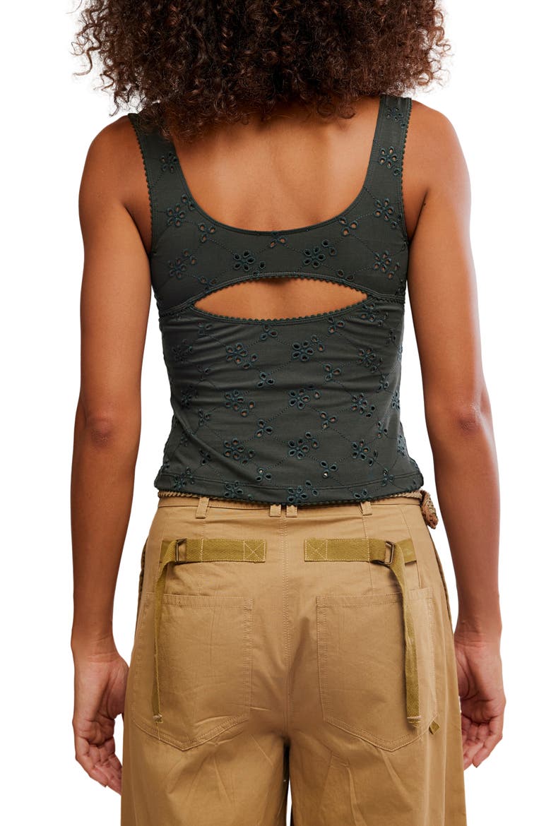 Full Bloom Eyelet Knit Camisole, Alternate, color, HUNTER