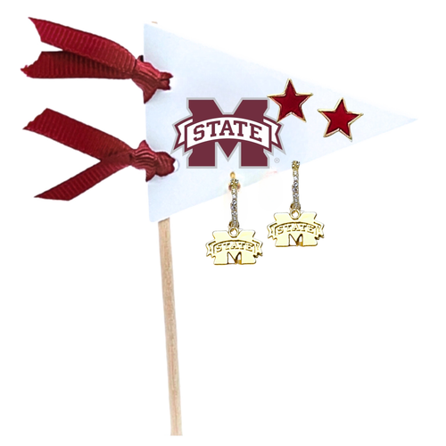 Color Shout Texas Christian University Pennant Pair Earring Set In Gold