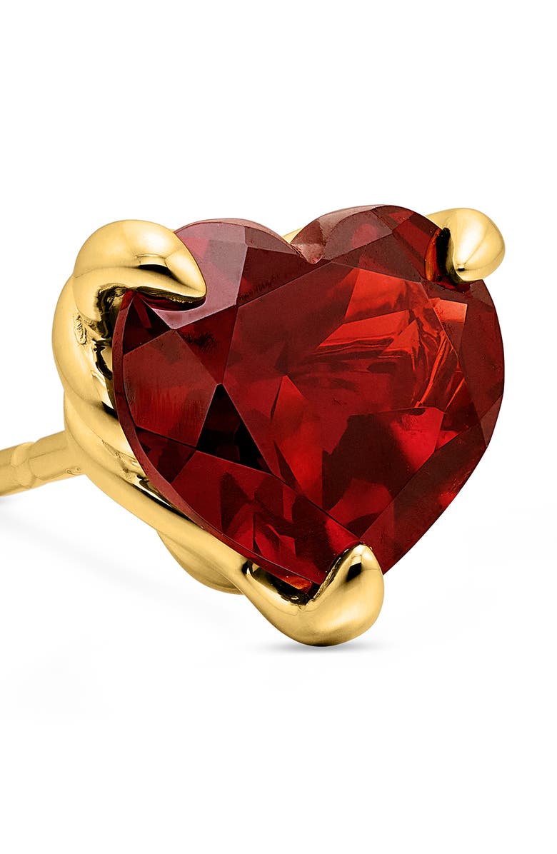 David Yurman Heart Stud Earrings in 18K Yellow Gold with Garnet, Alternate, color, Gold