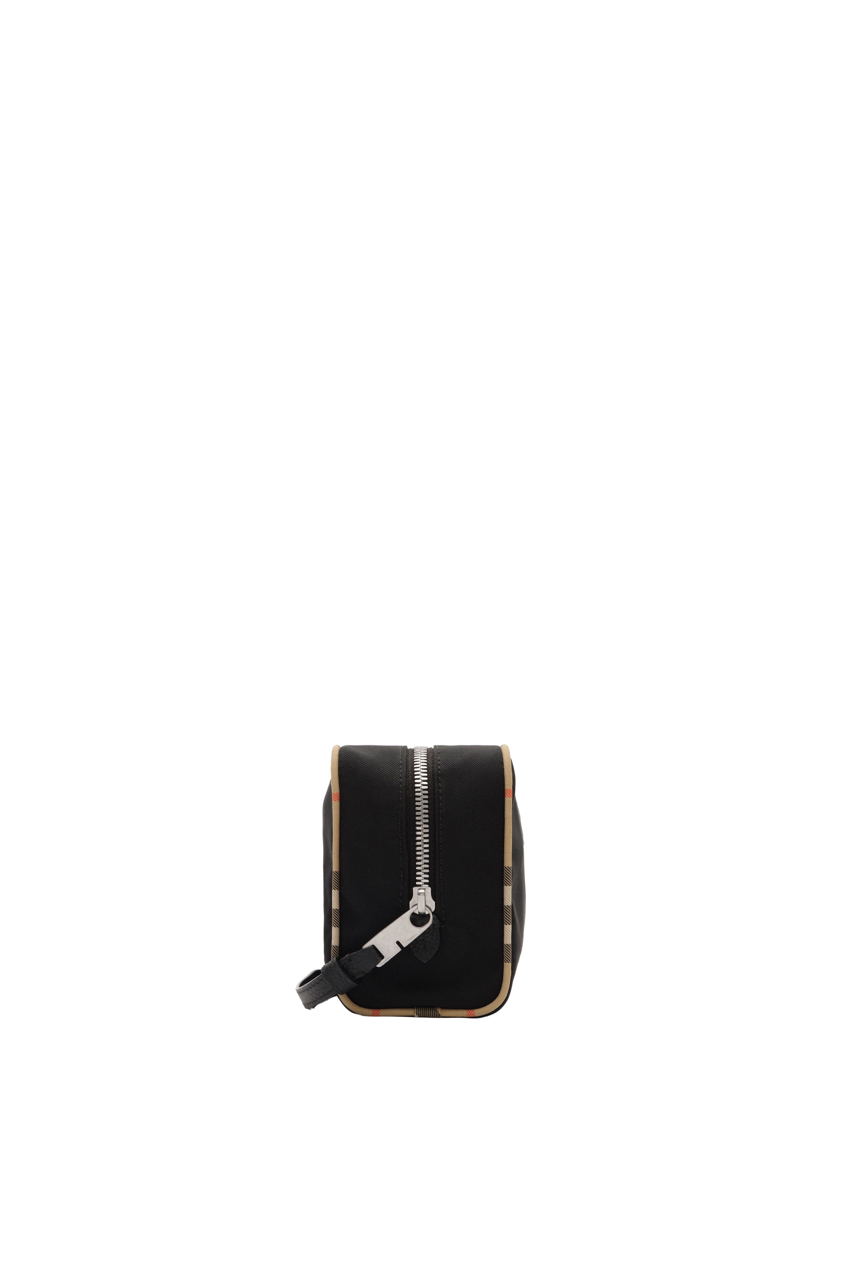 Burberry Medium Check Trim Travel Pouch, Alternate, color, Black