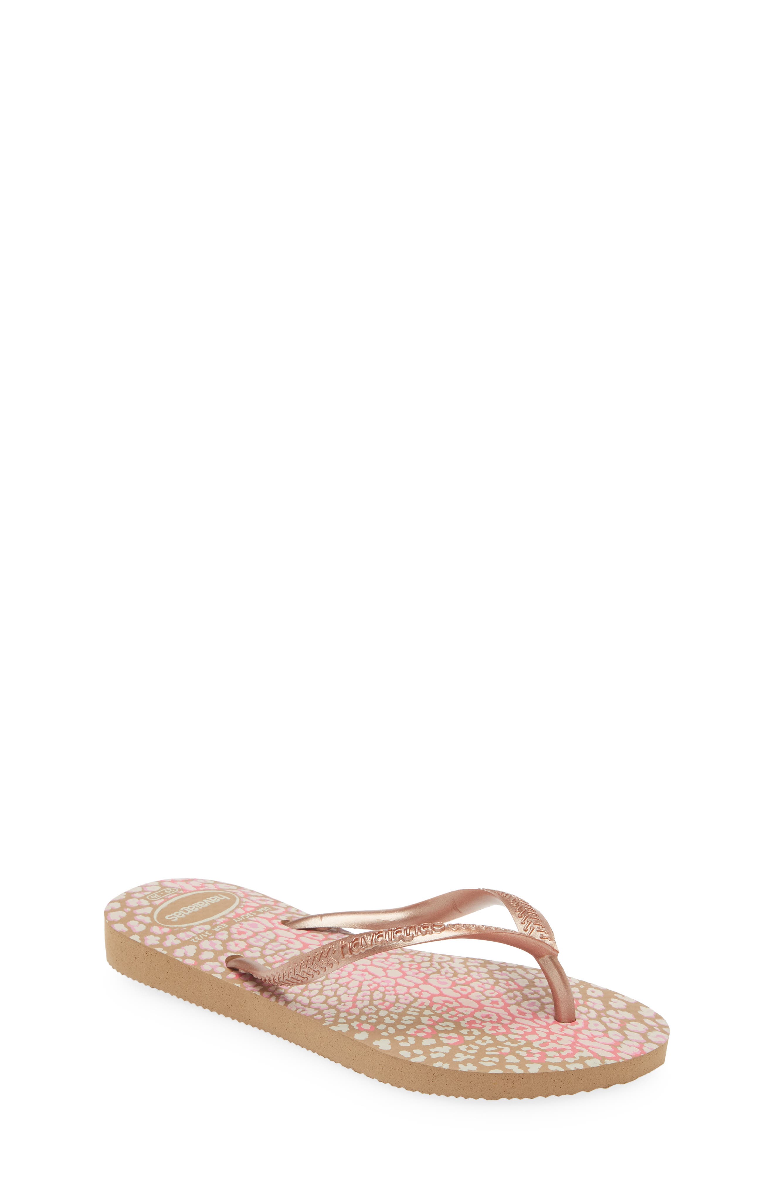 'Slim' Animal Print Flip Flop, Main, color, PINK