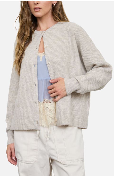 Ribbed Crewneck Cardigan