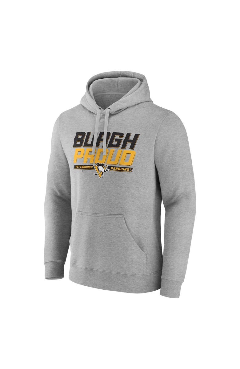 FANATICS Men's Fanatics Branded Heathered Gray Pittsburgh Penguins Hometown Burgh Proud Fitted Pullover Hoodie, Alternate, color, 