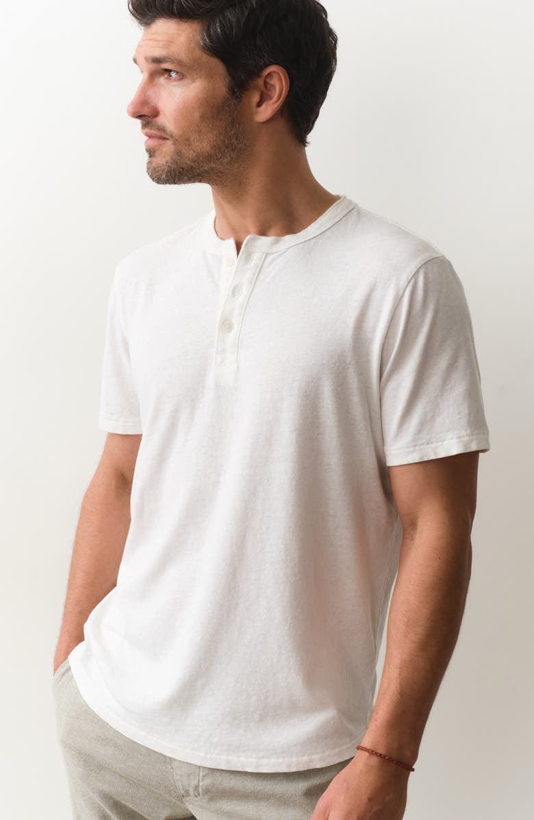 Marine Layer Short Sleeve Hemp & Cotton Henley, Alternate, color, White
