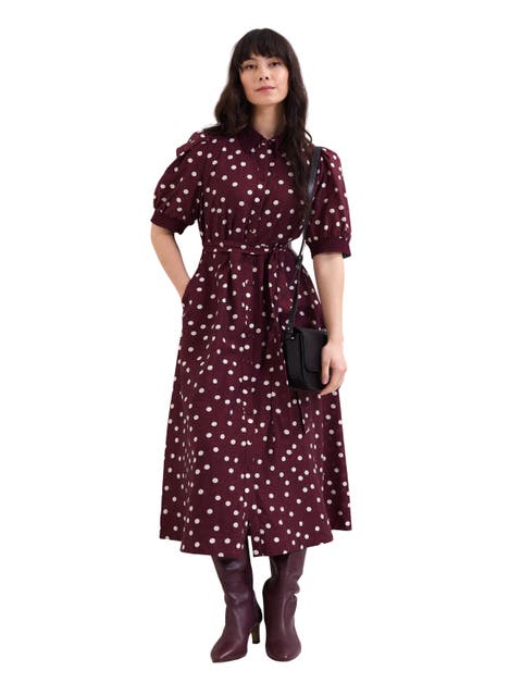 Delphine Printed Puff Sleeve Midi Dress