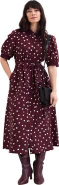 Phase Eight Delphine Printed Puff Sleeve Midi Dress