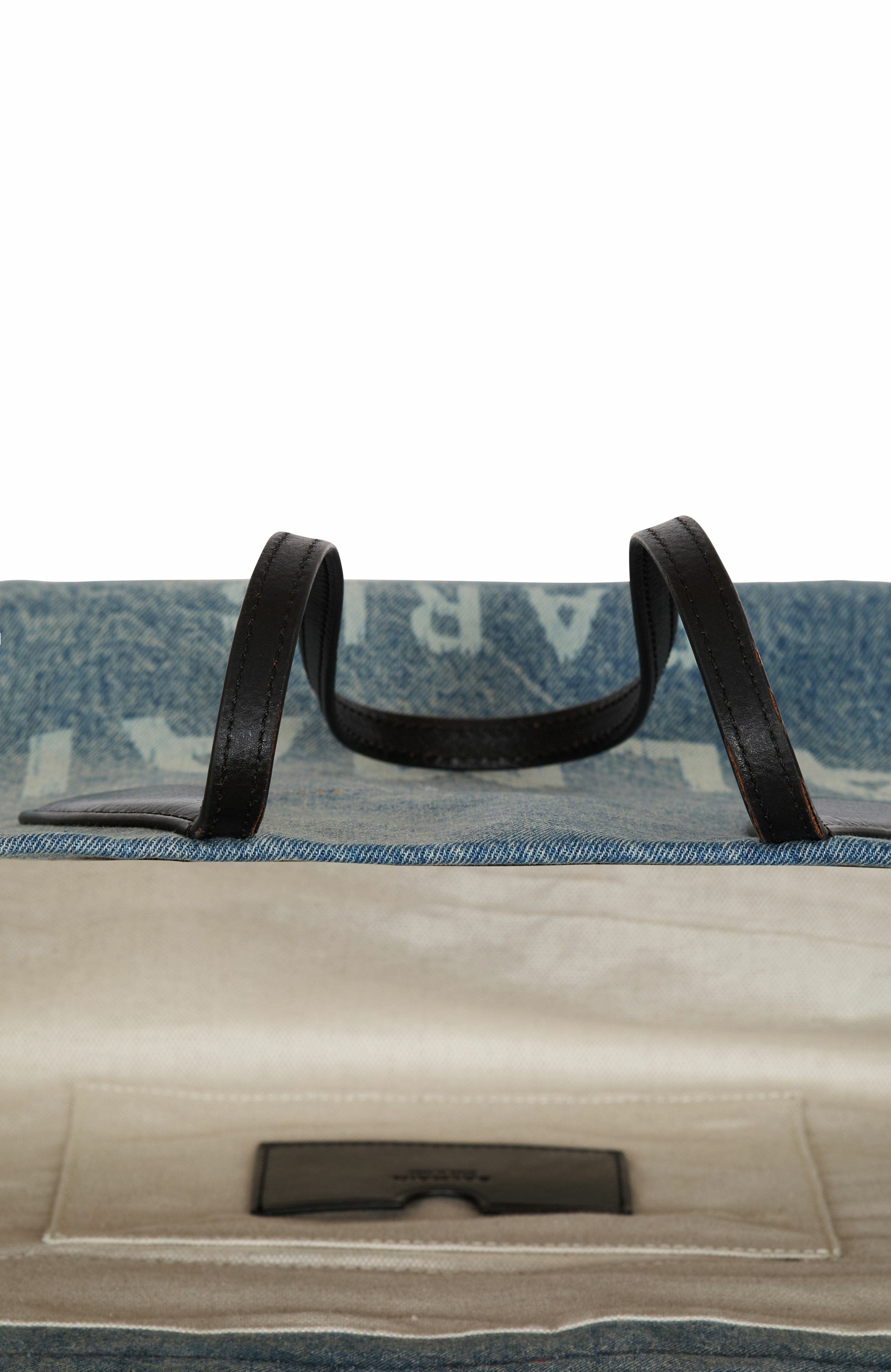 Balmain Track Denim Tote Bag, Alternate, color, Blue