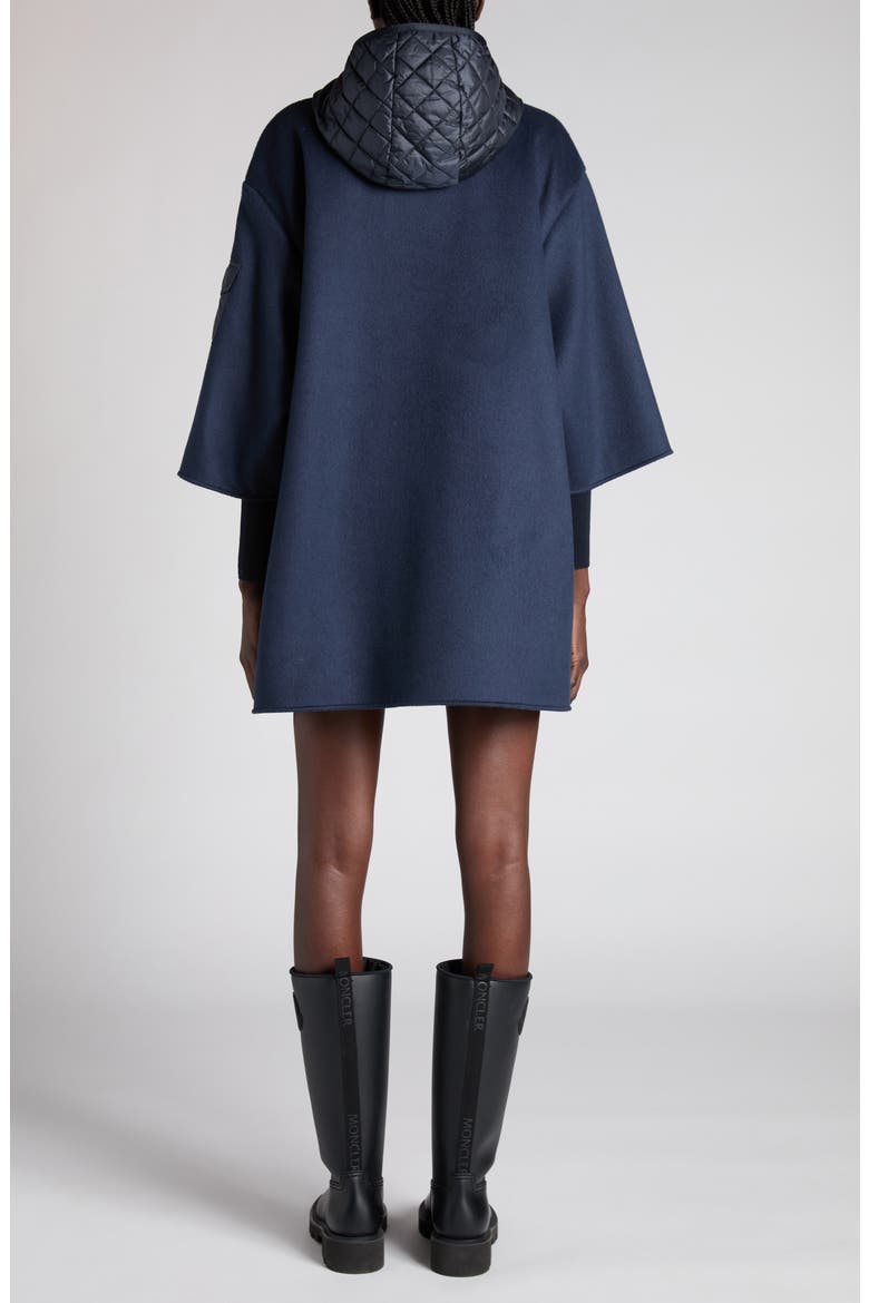 Wool Blend Felt Hooded Cape, Alternate, color, NAVY