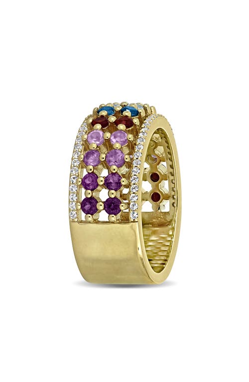 Delmar Rainbow Semiprecious Stone & Lab-grown White Sapphire Half Eternity Band Ring In Multi
