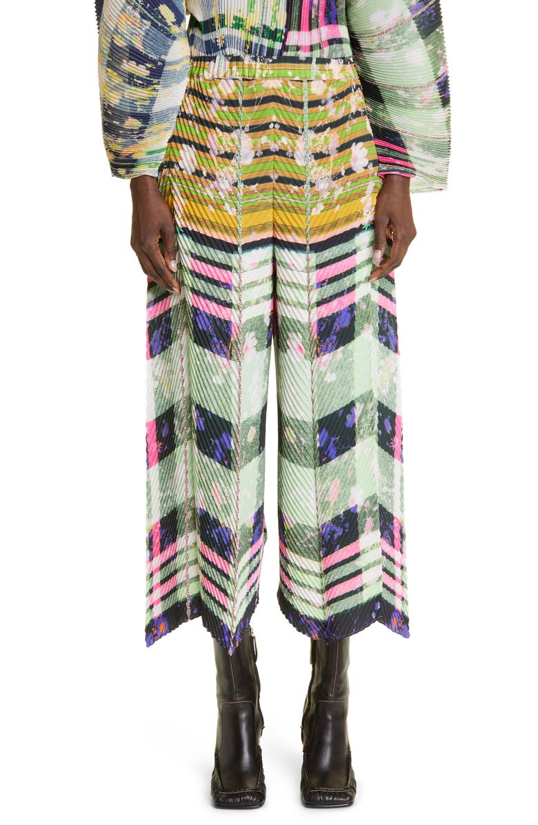 Julia Heuer Luka Plissé Pleated Wide Leg Pants, Main, color, 