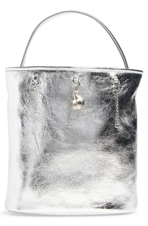 Wired Crinkled Leather Bucket Bag
