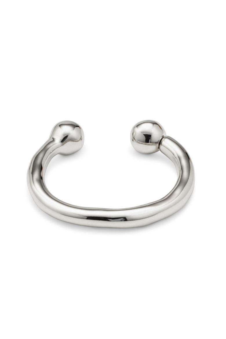 Double Bead Bangle, Alternate, color, Silver