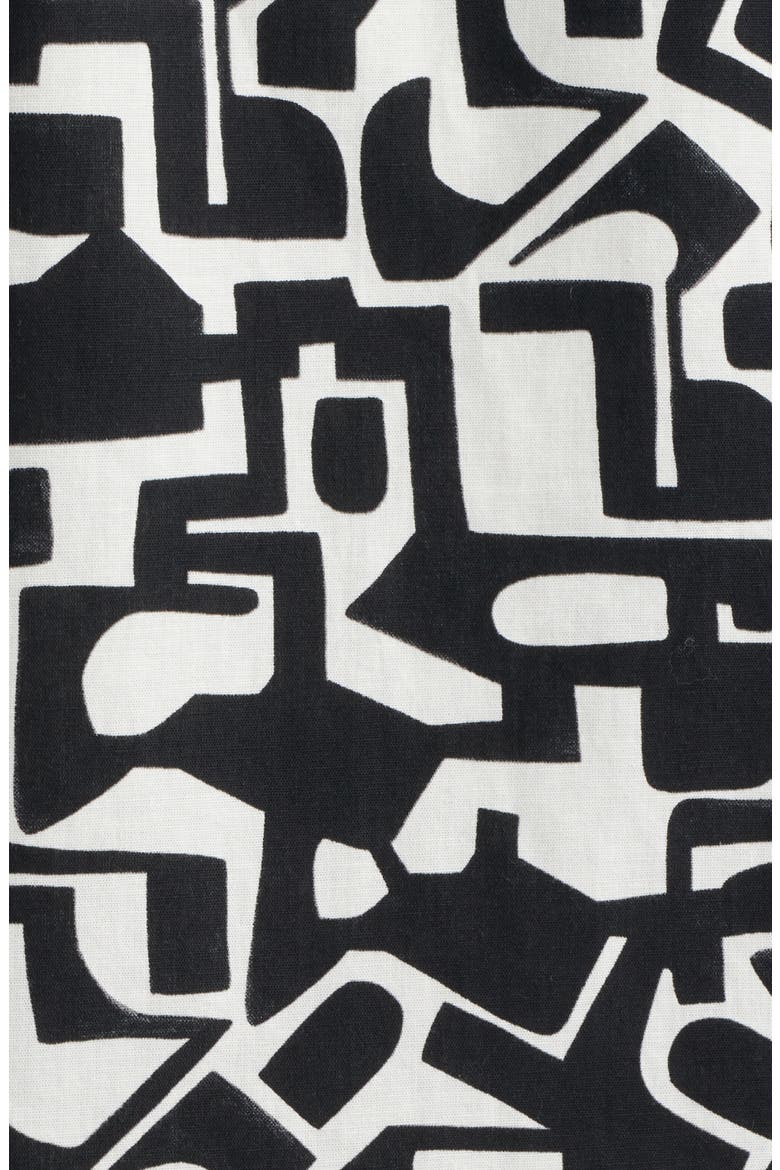 Didicot Squiggle Geo Cotton Camp Shirt, Alternate, color, BLACK / ECRU