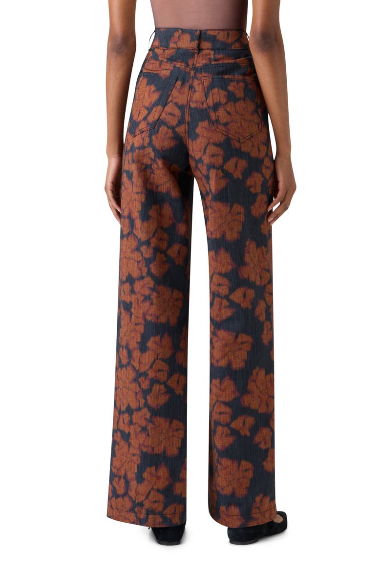 Coop Ikat Floral High Waist Cotton Blend Canvas Pants, Alternate, color, BLACK DENIM-ORANGE