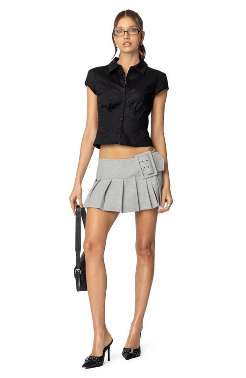 EDIKTED EDIKTED MASSIE CAP SLEEVE STRETCH COTTON BUTTON-UP SHIRT
