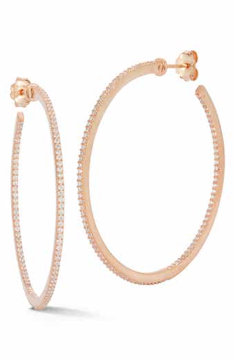 Cubic Zirconia 1.75 Inch Hoop Earrings