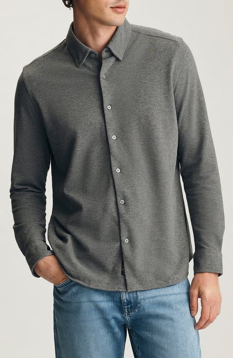 <p>Cotton Knit Button-Up Shirt</p>