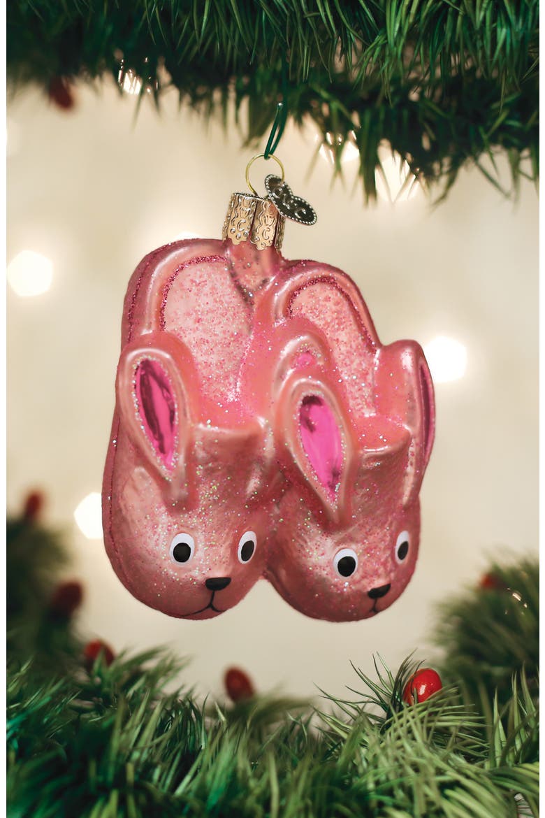 Bunny Slippers Ornament, Alternate, color, PINK