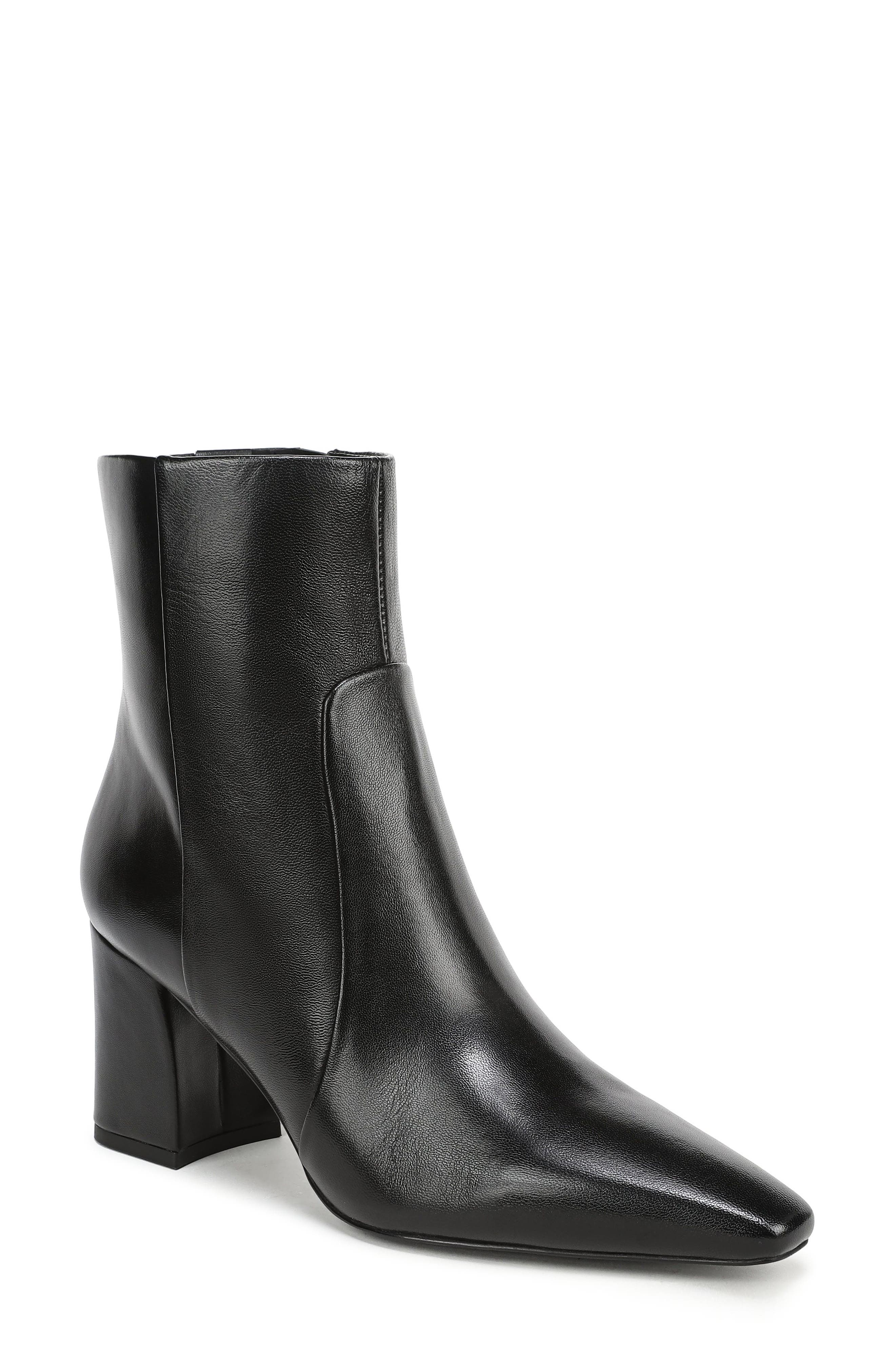 Scottie Block Heel Bootie, Main, color, BLACK LEATHER