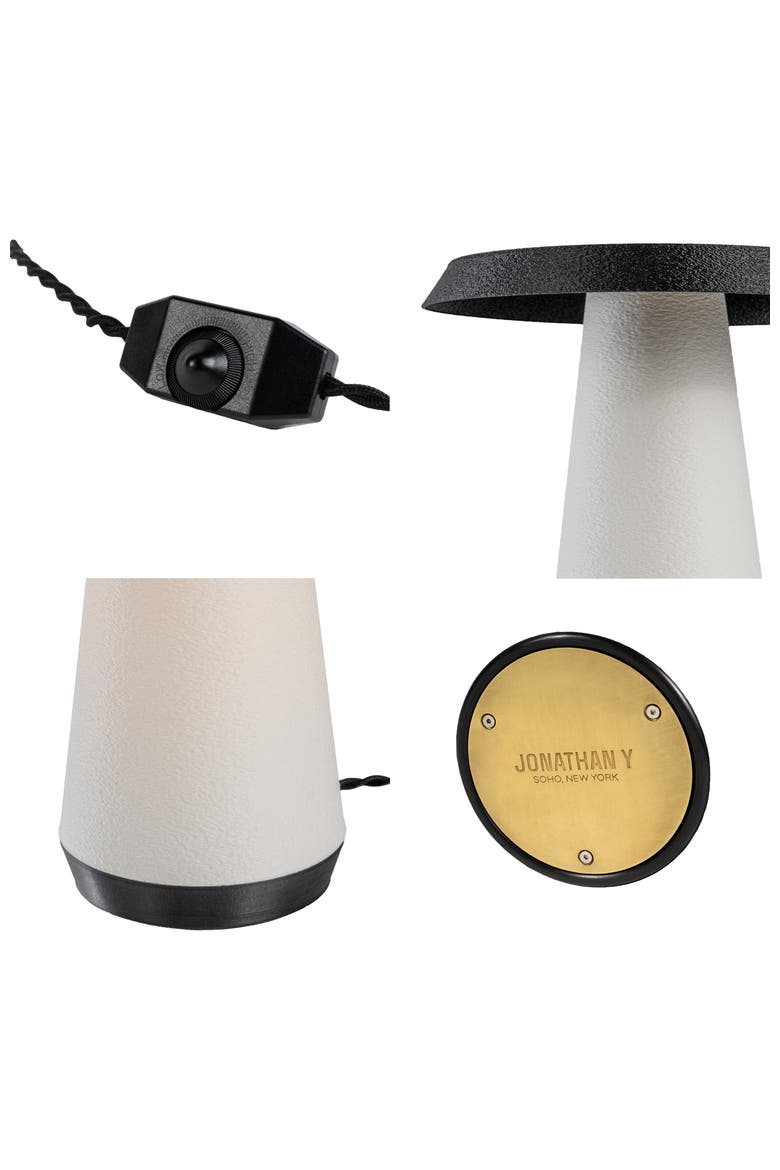 Bruno 12.25" Mid-Century Minimalist Plant-Based PLA 3D Printed Dimmable LED Table Lamp, Alternate, color, White/Black with White Shade