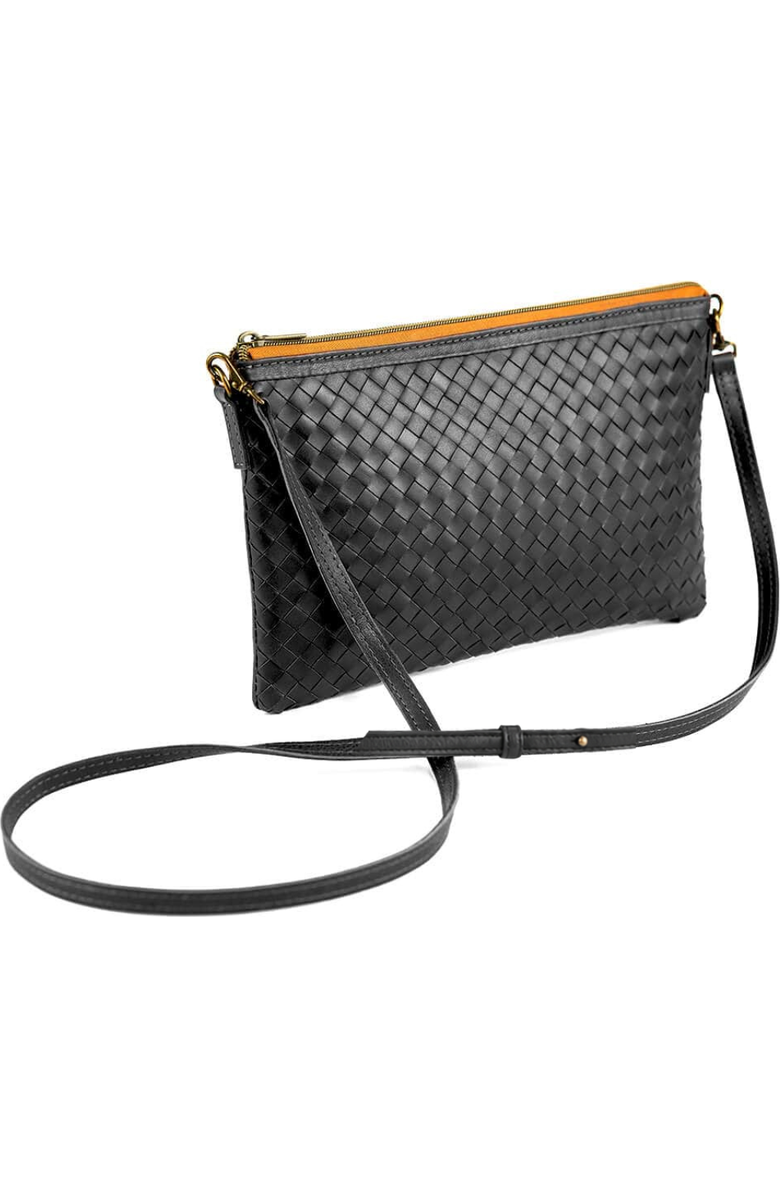 Deux Mains Woven Crossbody Clutch Bag, Main, color, Black