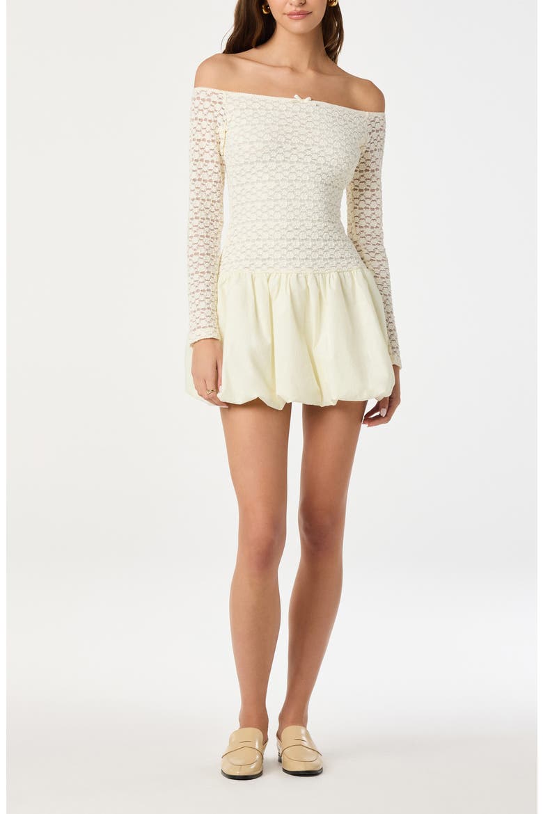 Off the Shoulder Bubble Minidress, Alternate, color, CREAM