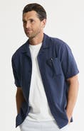 JACHS Linen Blend Short Sleeve Camp Shirt