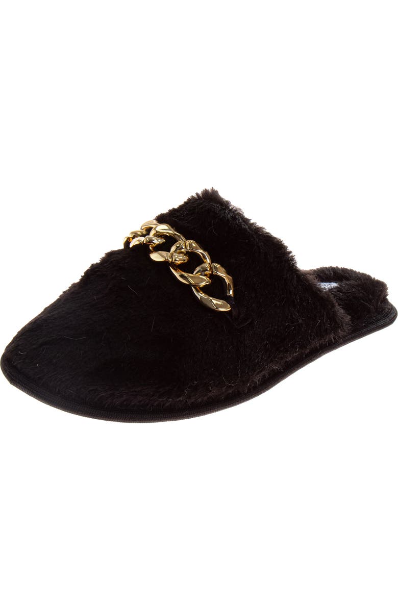 BADGLEY MISCHKA Womens Chain Link Slippers, Main, color, Black