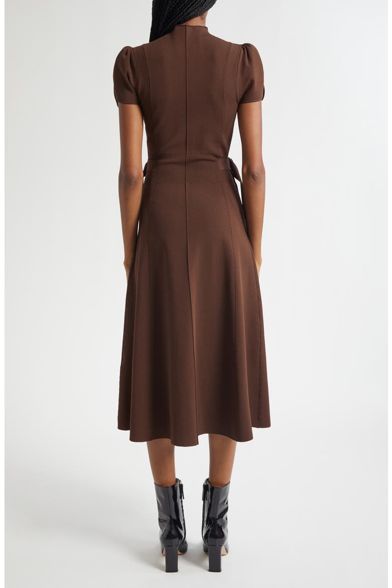 Compact Rib Midi Dress, Alternate, color, DARK CHOCOLATE
