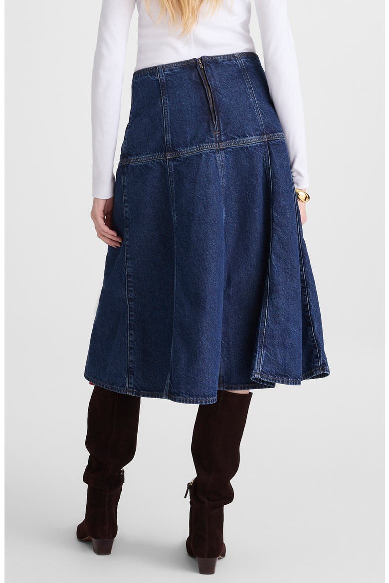 Denim Fit & Flare Midi Skirt, Alternate, color, MCKINNEY WASH