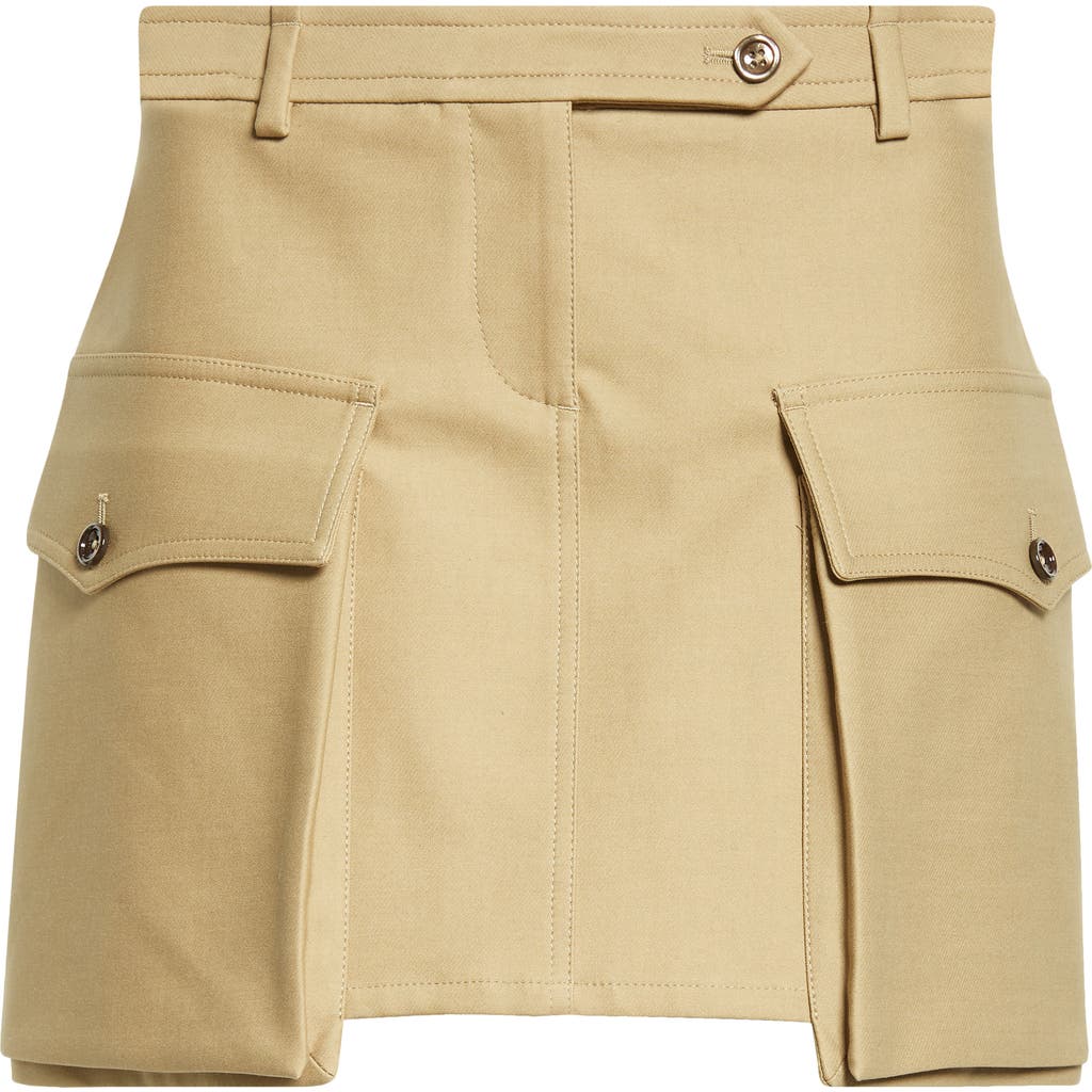 Tom Ford Stretch Tricotine Cargo Miniskirt In Fg510 Khaki Green